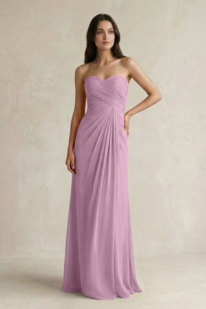 Sweetheart Chiffon Pleated Sheath Bridesmaid Dress in Wisteria - SHE IS ME Bridesmaid Dresses