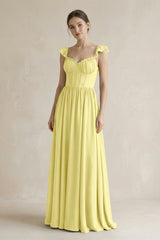 Sweetheart Chiffon Ruffled A - Line Corset Bridesmaid Dress in Buttercup - KISS BRIDAL Bridesmaid Dresses