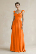 Sweetheart Chiffon Ruffled A - Line Corset Bridesmaid Dress in Cinnamon - SHE IS ME Bridesmaid Dresses