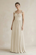 Sweetheart Chiffon Ruffled A - Line Corset Bridesmaid Dress in Dove Gray - SHE IS ME Bridesmaid Dresses