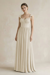 Sweetheart Chiffon Ruffled A - Line Corset Bridesmaid Dress in Dove Gray - KISS BRIDAL Bridesmaid Dresses