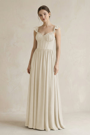 Sweetheart Chiffon Ruffled A - Line Corset Bridesmaid Dress in Dove Gray - SHE IS ME Bridesmaid Dresses