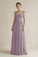 Sweetheart Chiffon Ruffled A-Line Corset Bridesmaid Dress in Dusk | KISSBRIDAL