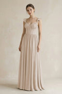 Sweetheart Chiffon Ruffled A - Line Corset Bridesmaid Dress in Frost - SHE IS ME Bridesmaid Dresses