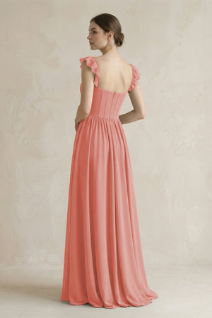 Sweetheart Chiffon Ruffled A - Line Corset Bridesmaid Dress in Mulberry - SHE IS ME Bridesmaid Dresses