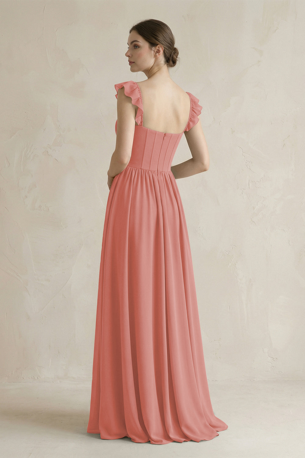Sweetheart Chiffon Ruffled A-Line Corset Bridesmaid Dress in Mulberry