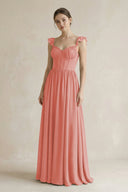 Sweetheart Chiffon Ruffled A - Line Corset Bridesmaid Dress in Mulberry - SHE IS ME Bridesmaid Dresses