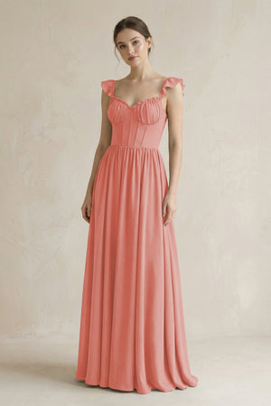 Sweetheart Chiffon Ruffled A - Line Corset Bridesmaid Dress in Mulberry - SHE IS ME Bridesmaid Dresses