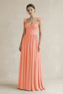 Sweetheart Chiffon Ruffled A - Line Corset Bridesmaid Dress in Rosette - SHE IS ME Bridesmaid Dresses