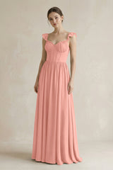 Sweetheart Chiffon Ruffled A-Line Corset Bridesmaid Dress in Rosette | KISSBRIDAL