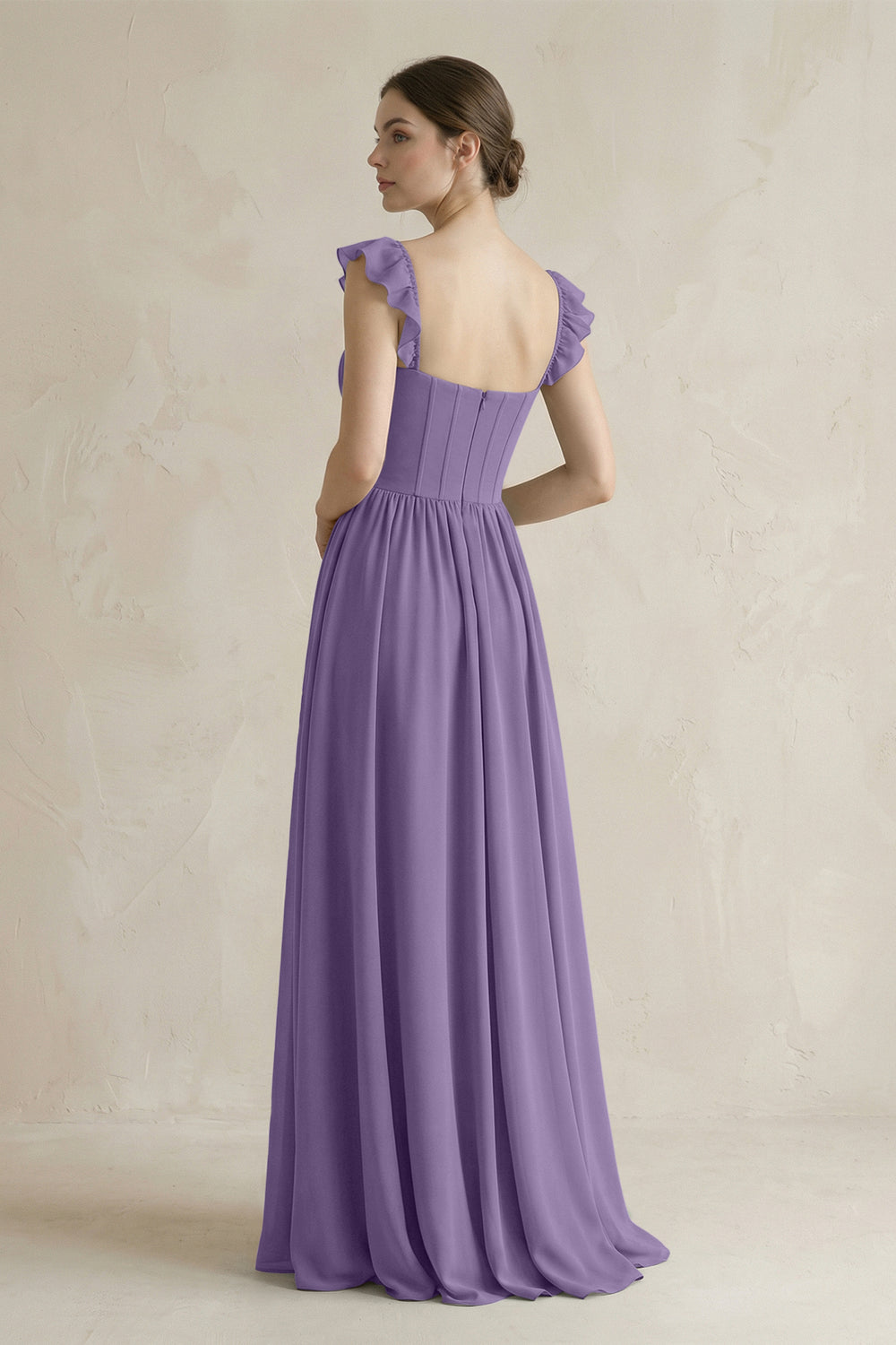 Sweetheart Chiffon Ruffled A-Line Corset Bridesmaid Dress in Tahiti