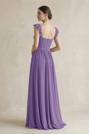 Sweetheart Chiffon Ruffled A - Line Corset Bridesmaid Dress in Tahiti - SHE IS ME Bridesmaid Dresses