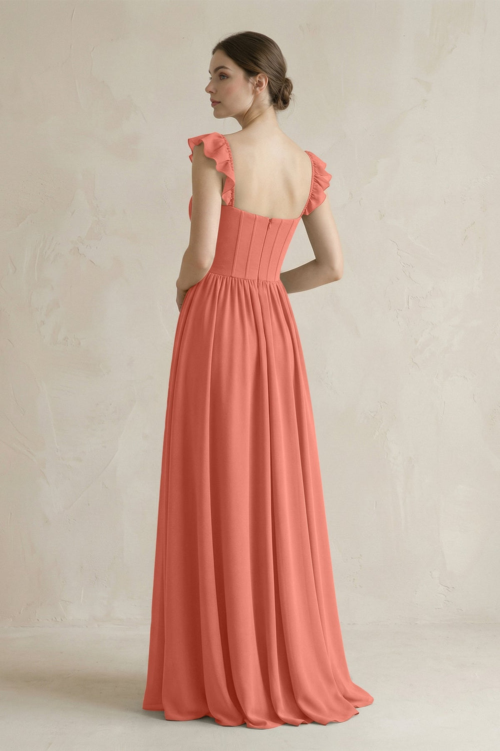 Sweetheart Chiffon Ruffled A - Line Corset Bridesmaid Dress in Wild Rose - KISS BRIDAL Bridesmaid Dresses