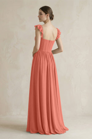 Sweetheart Chiffon Ruffled A - Line Corset Bridesmaid Dress in Wild Rose - SHE IS ME Bridesmaid Dresses