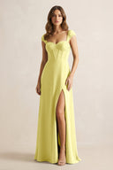 Sweetheart Corset A - Line Chiffon Bridesmaid Dress in Buttercup - SHE IS ME Bridesmaid Dresses