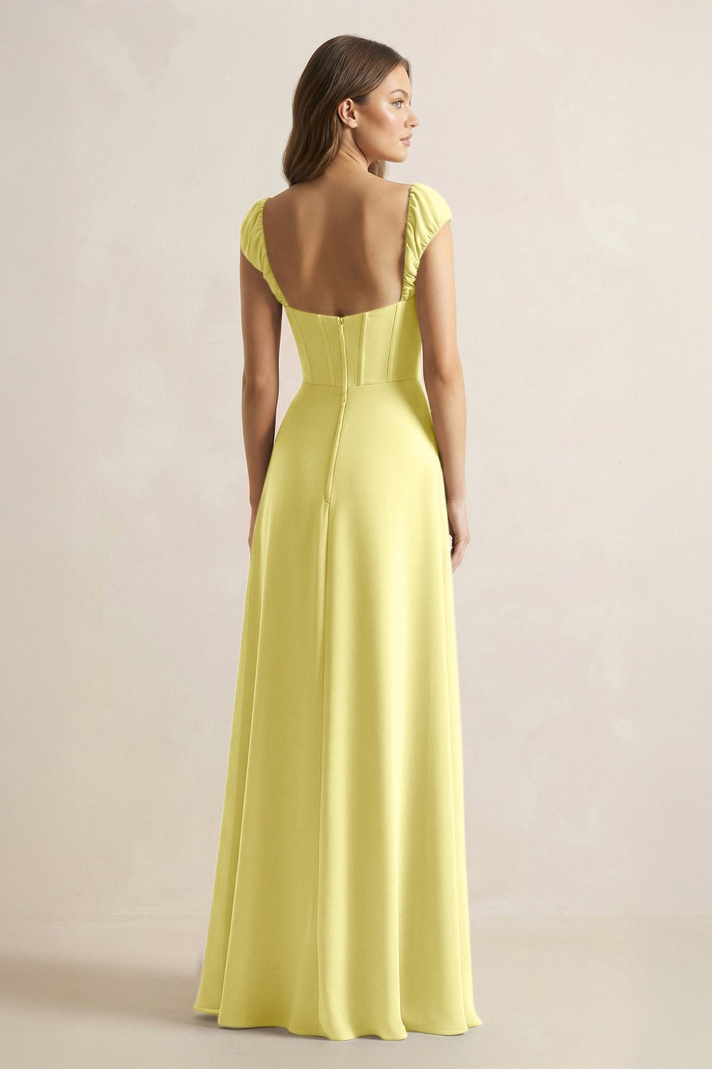 Sweetheart Corset A - Line Chiffon Bridesmaid Dress in Buttercup - KISS BRIDAL Bridesmaid Dresses