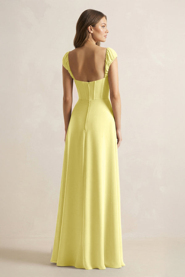 Sweetheart Corset A - Line Chiffon Bridesmaid Dress in Buttercup - SHE IS ME Bridesmaid Dresses