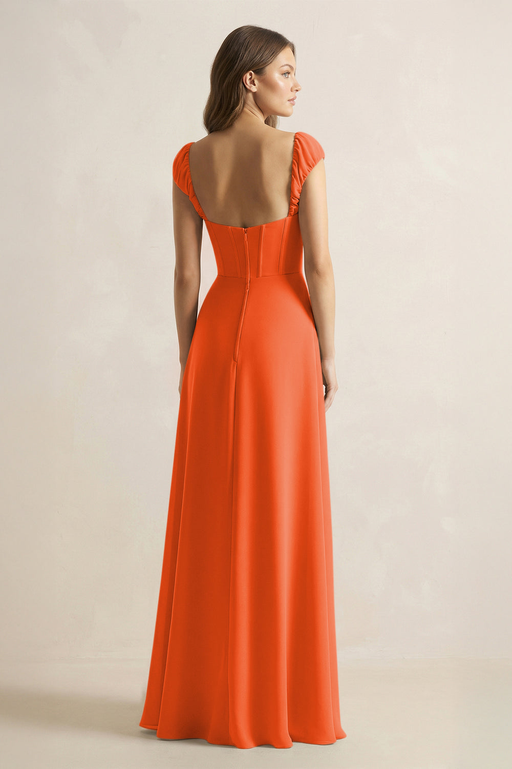Sweetheart Corset A-Line Chiffon Bridesmaid Dress in Cinnamon