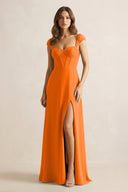 Sweetheart Corset A - Line Chiffon Bridesmaid Dress in Cinnamon - SHE IS ME Bridesmaid Dresses