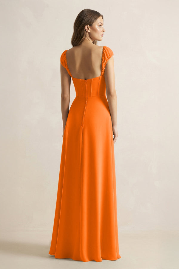 Sweetheart Corset A - Line Chiffon Bridesmaid Dress in Cinnamon - SHE IS ME Bridesmaid Dresses