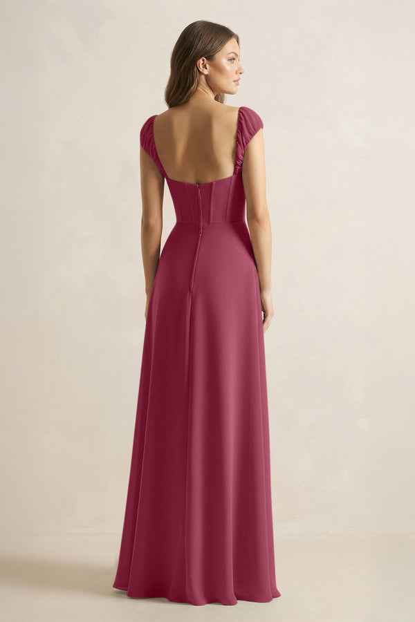 Sweetheart Corset A - Line Chiffon Bridesmaid Dress in Desert Rose - SHE IS ME Bridesmaid Dresses