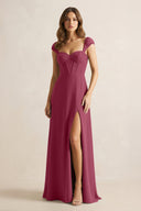 Sweetheart Corset A - Line Chiffon Bridesmaid Dress in Desert Rose - SHE IS ME Bridesmaid Dresses