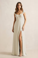 Sweetheart Corset A - Line Chiffon Bridesmaid Dress in Dove Gray - SHE IS ME Bridesmaid Dresses