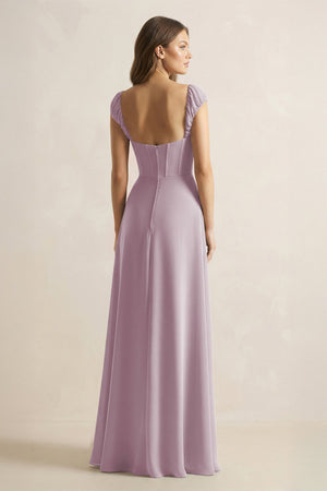 Sweetheart Corset A - Line Chiffon Bridesmaid Dress in Dusk - SHE IS ME Bridesmaid Dresses