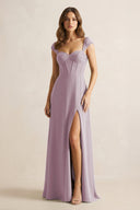 Sweetheart Corset A - Line Chiffon Bridesmaid Dress in Dusk - SHE IS ME Bridesmaid Dresses
