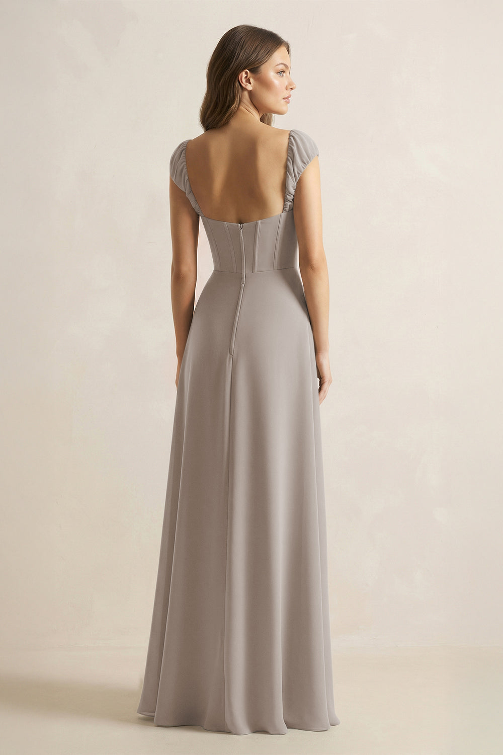 Sweetheart Corset A-Line Chiffon Bridesmaid Dress in Frost