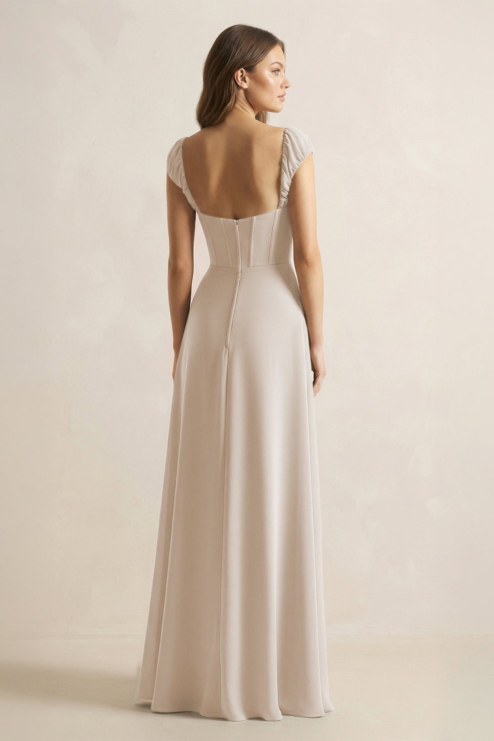 Sweetheart Corset A - Line Chiffon Bridesmaid Dress in Frost - KISS BRIDAL Bridesmaid Dresses