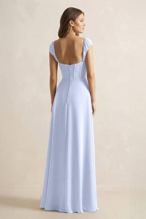 Sweetheart Corset A - Line Chiffon Bridesmaid Dress in Ice - SHE IS ME Bridesmaid Dresses