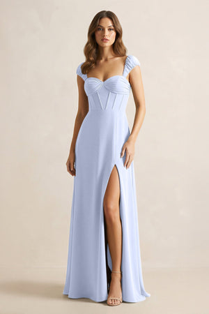 Sweetheart Corset A - Line Chiffon Bridesmaid Dress in Ice - SHE IS ME Bridesmaid Dresses