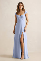 Sweetheart Corset A-Line Chiffon Bridesmaid Dress in Ice | KISSBRIDAL