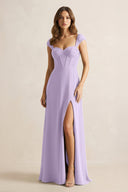 Sweetheart Corset A - Line Chiffon Bridesmaid Dress in Lavender - SHE IS ME Bridesmaid Dresses