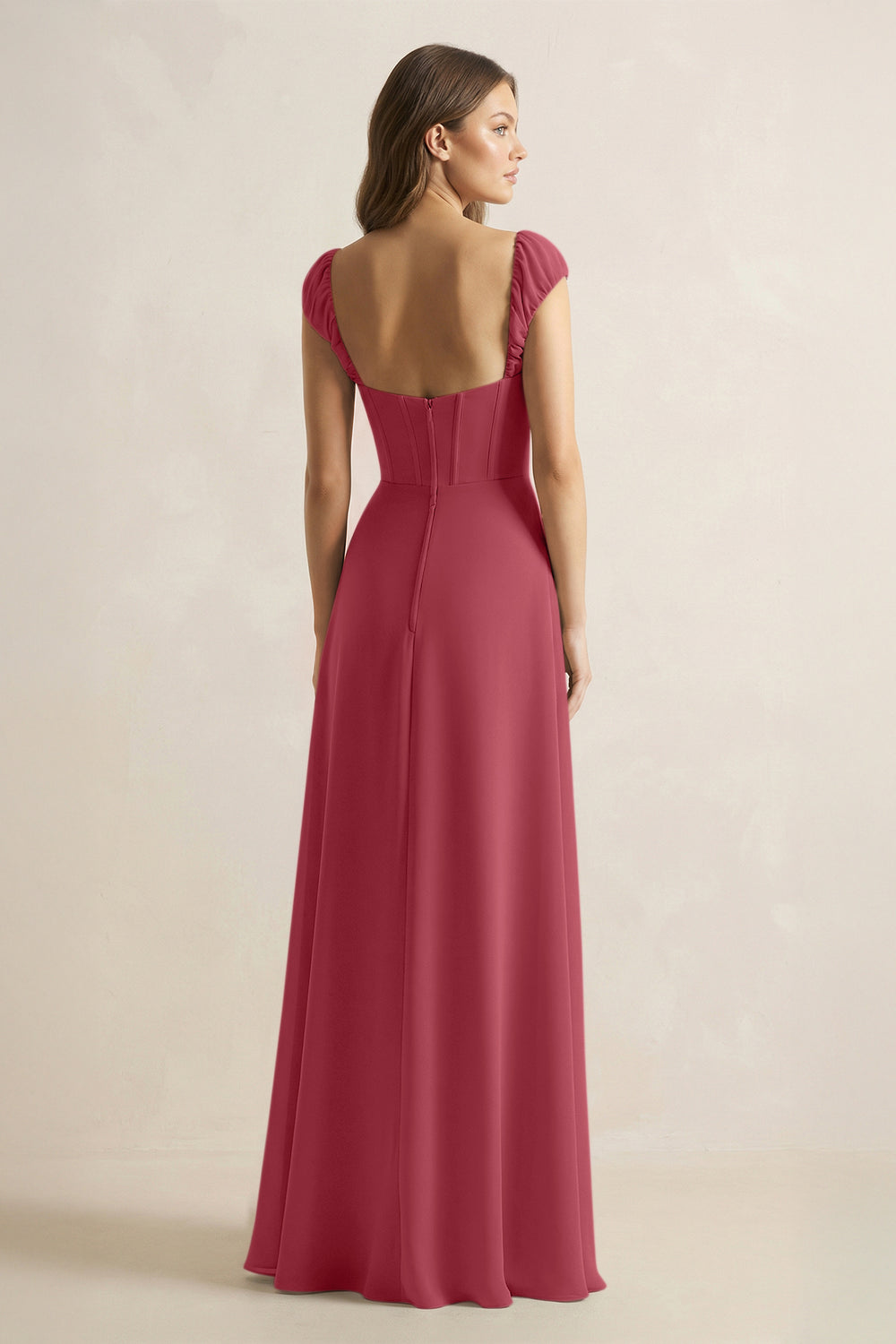 Sweetheart Corset A-Line Chiffon Bridesmaid Dress in Merlot