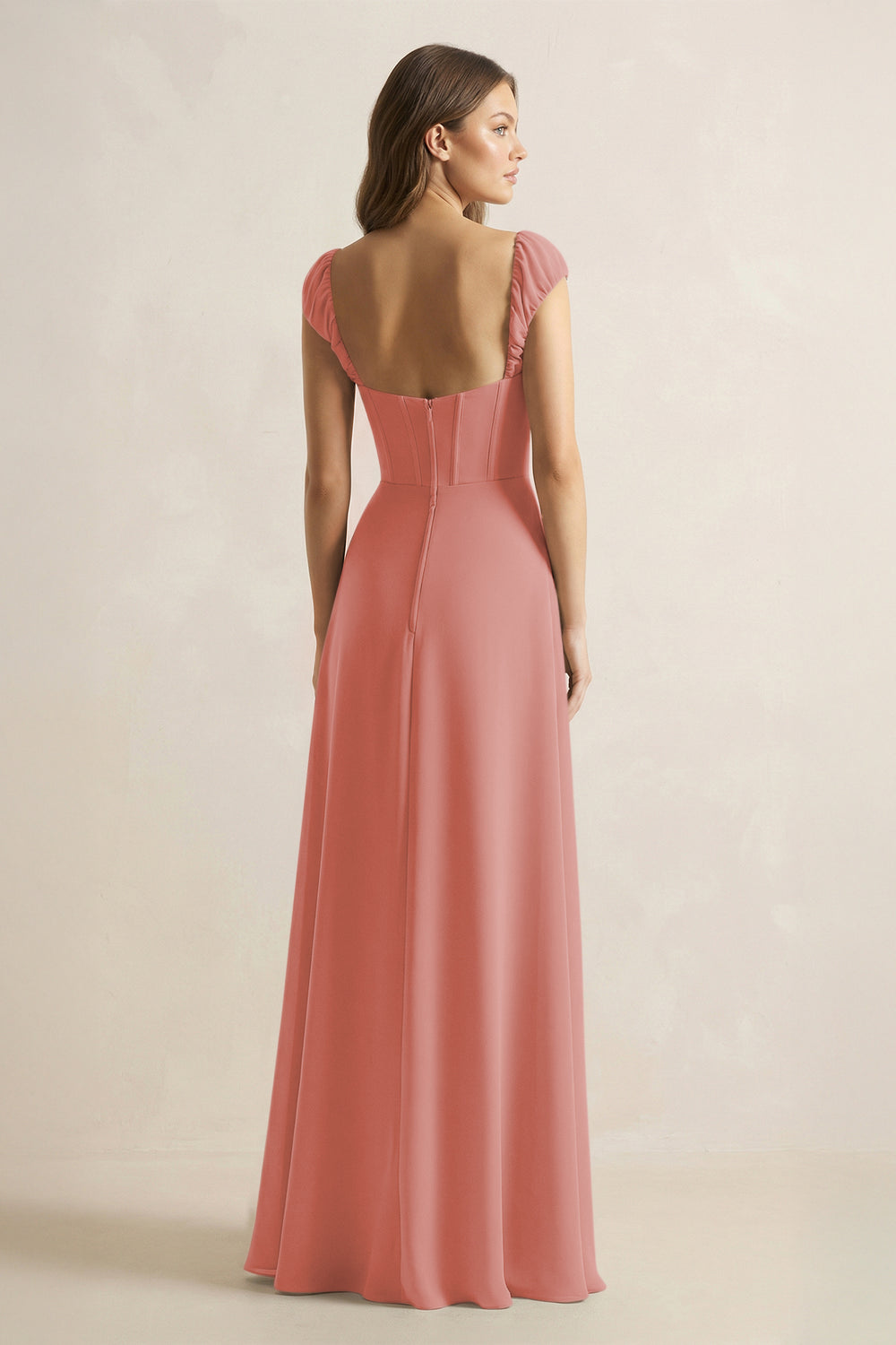 Sweetheart Corset A-Line Chiffon Bridesmaid Dress in Mulberry