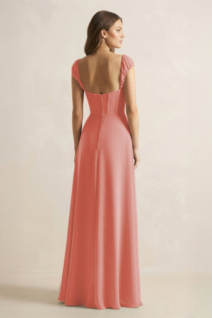 Sweetheart Corset A - Line Chiffon Bridesmaid Dress in Mulberry - SHE IS ME Bridesmaid Dresses