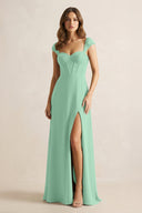 Sweetheart Corset A - Line Chiffon Bridesmaid Dress in Pale Pistachio - SHE IS ME Bridesmaid Dresses