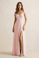 Sweetheart Corset A-Line Chiffon Bridesmaid Dress in Rose Petal | KISSBRIDAL