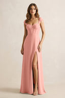 Sweetheart Corset A-Line Chiffon Bridesmaid Dress in Rosette | KISSBRIDAL
