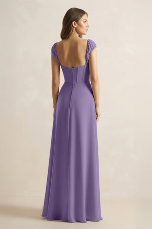 Sweetheart Corset A-Line Chiffon Bridesmaid Dress in Tahiti (2) | KISSBRIDAL