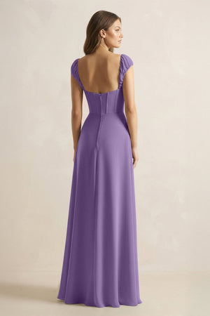 Sweetheart Corset A - Line Chiffon Bridesmaid Dress in Tahiti - SHE IS ME Bridesmaid Dresses