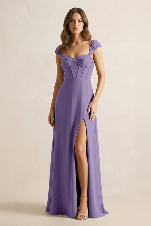 Sweetheart Corset A-Line Chiffon Bridesmaid Dress in Tahiti | KISSBRIDAL