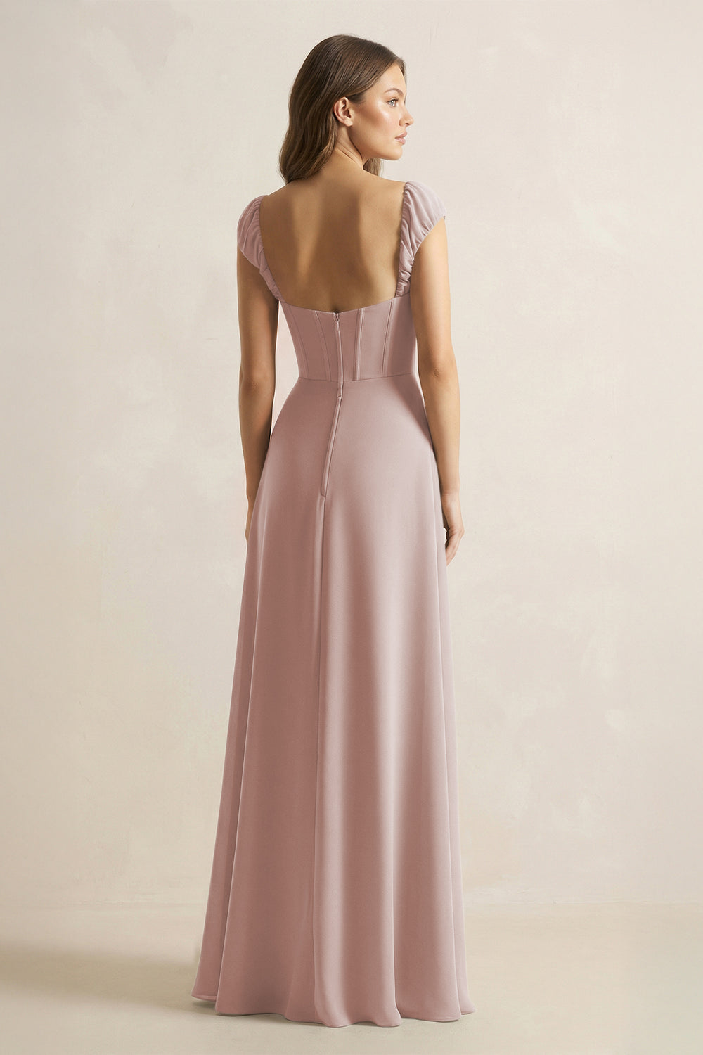 Sweetheart Corset A-Line Chiffon Bridesmaid Dress in Toffee