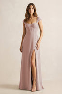 Sweetheart Corset A - Line Chiffon Bridesmaid Dress in Toffee - SHE IS ME Bridesmaid Dresses