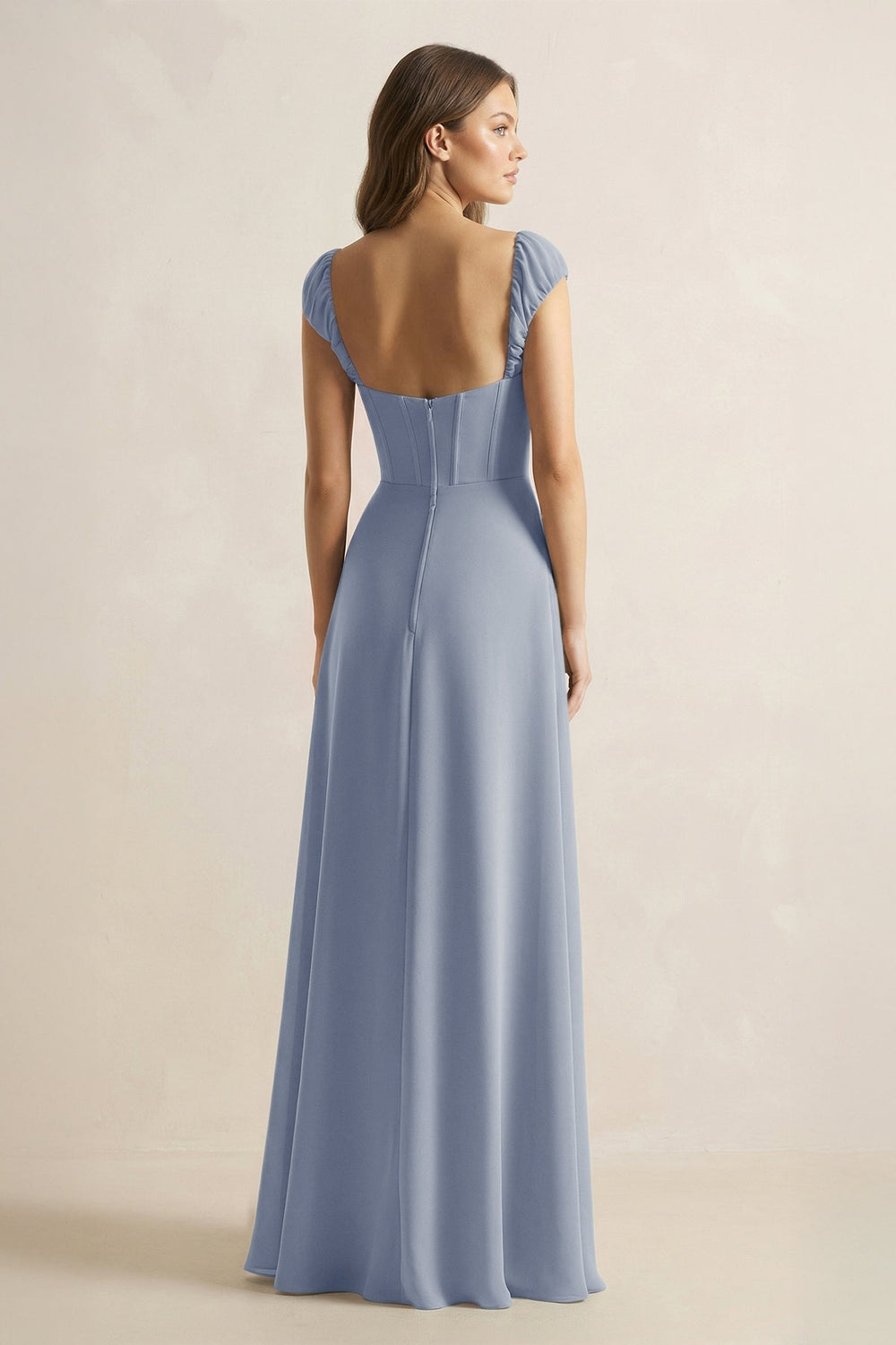 Sweetheart Corset A - Line Chiffon Bridesmaid Dress in Twilight - KISS BRIDAL Bridesmaid Dresses