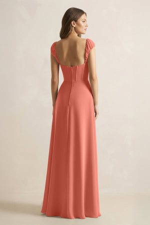Sweetheart Corset A - Line Chiffon Bridesmaid Dress in Wild Rose - SHE IS ME Bridesmaid Dresses