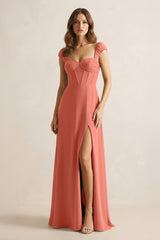 Sweetheart Corset A - Line Chiffon Bridesmaid Dress in Wild Rose - KISS BRIDAL Bridesmaid Dresses
