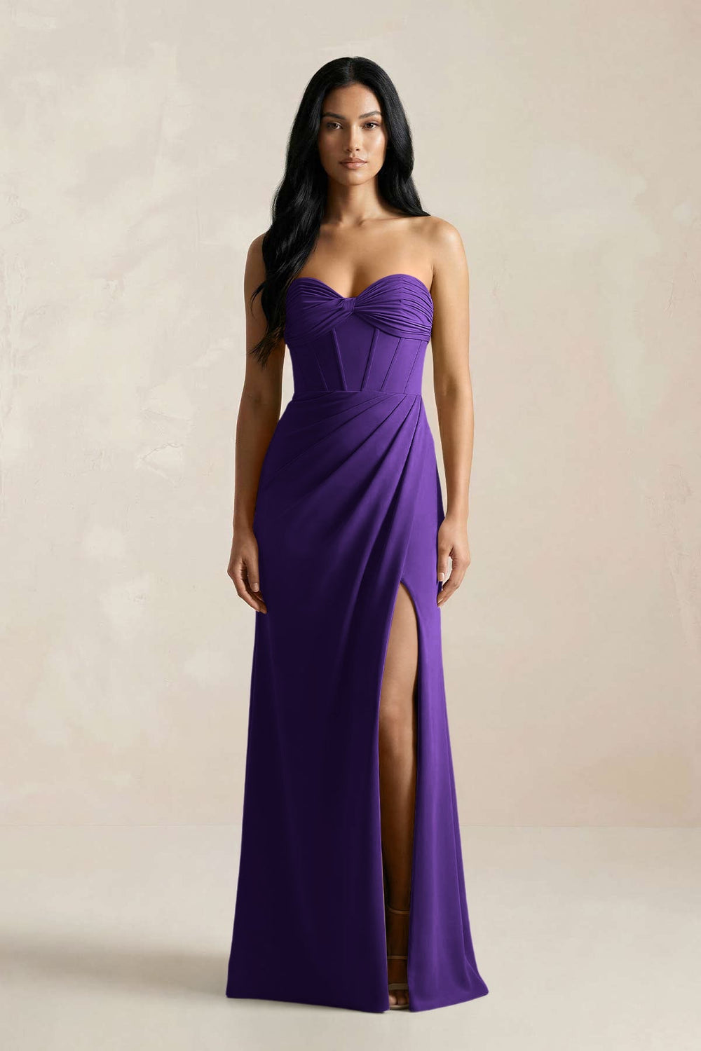 Sweetheart Corset Ruched Bridesmaid Dress in Amethyst - KISS BRIDAL Bridesmaid Dresses